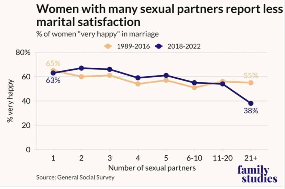 “성적 파트너 20명 넘으면 부부 행복도 ‘절벽 추락’… 38%로 급감” 美 가족연구소(IFS), 30년 사회조사 데이터 분석에 현대 결혼 제도 ‘발칵’